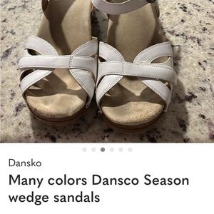 Dansko White Leather Wedge Sandals